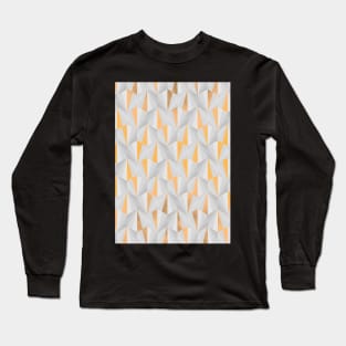 White and Gold Fractal Long Sleeve T-Shirt